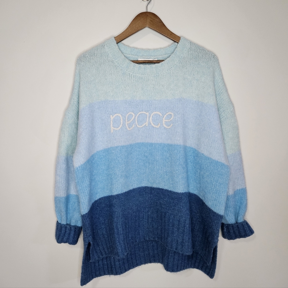 Mersea Peace Blue Striped Sweater One Size